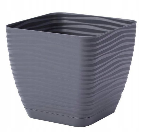 Anthracite Plastic Flowerpot with Saucer, 127x118cm Square