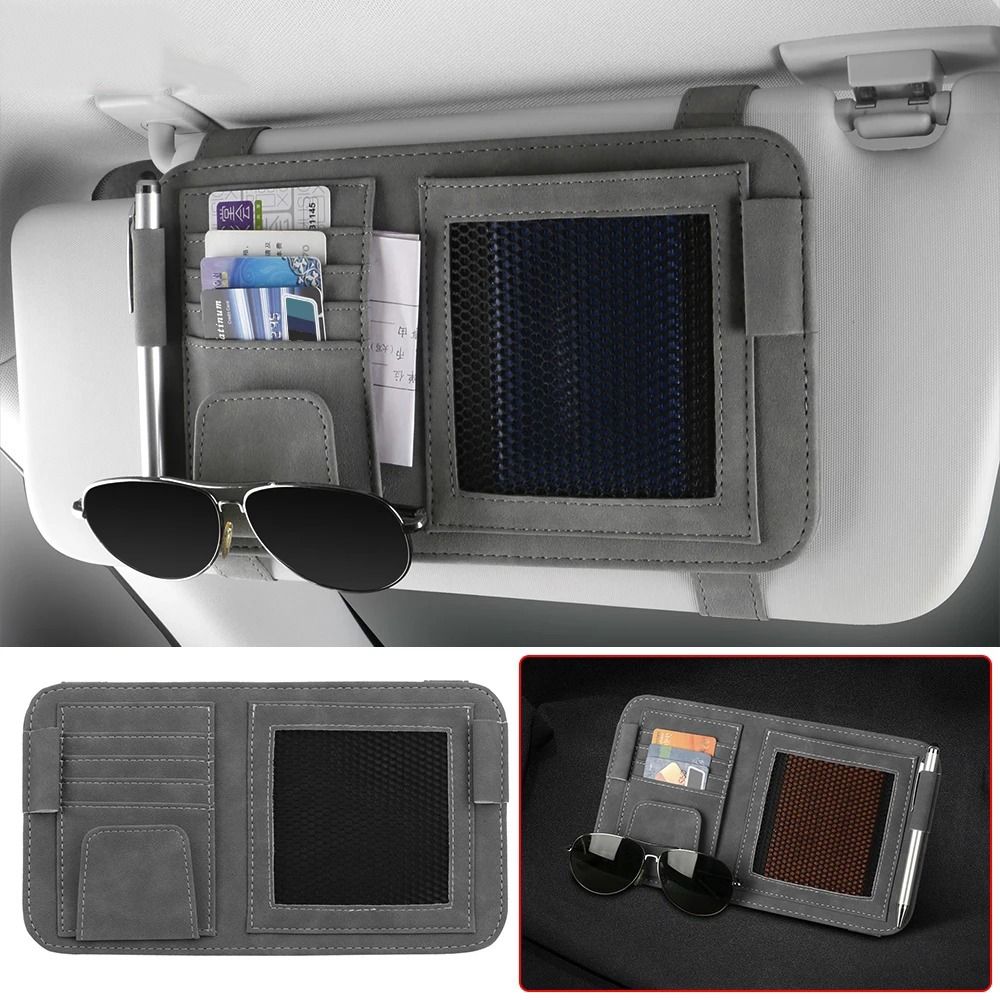 Net Pocket Car Sun Visor Organizer Multi-compartment Sun Visor Pocket Vehicle Glasses Holder  Truck