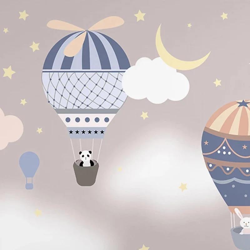 Mural Wallpaper 3d Hand Painted Cartoon Hot Air Balloon Animal Wall Papers Children's Bedroom Background Mural