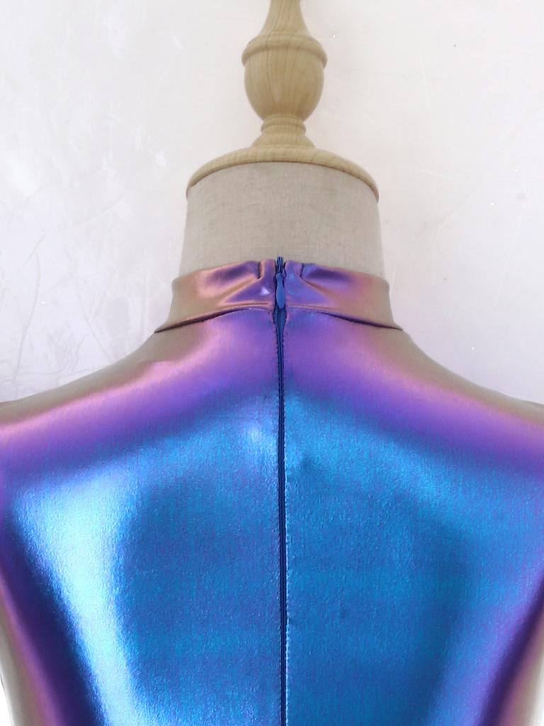 Schillerndes Alien-Tutu-Kleid für Mädchen, Glänzendes Kostüm mit Stehkragen, Flatterärmeln & Reißverschluss hinten, Bühnenauftritt & Party