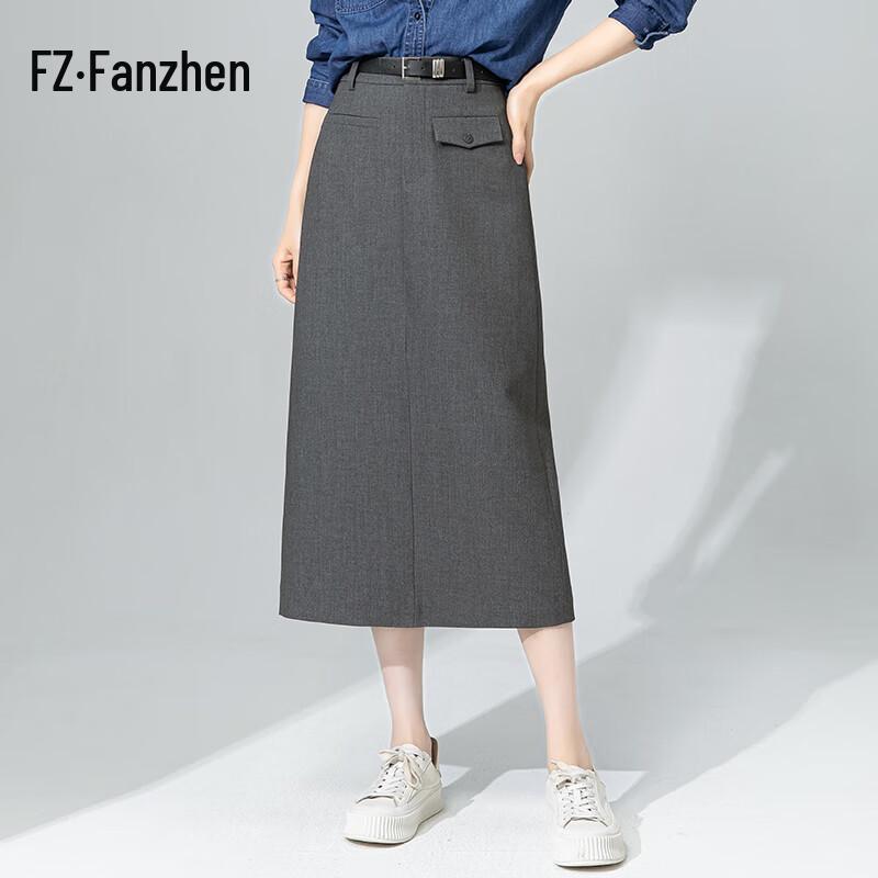 Женская юбка-трапеция Fanzhen средней длины с разрезом M