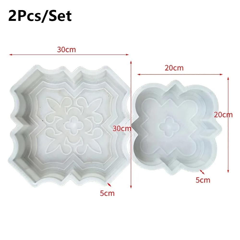 2Pcs/Set Plastic Stepping Stone Paver 30cm Concrete Path Maker Mold For Lawn Patio Yard Garden