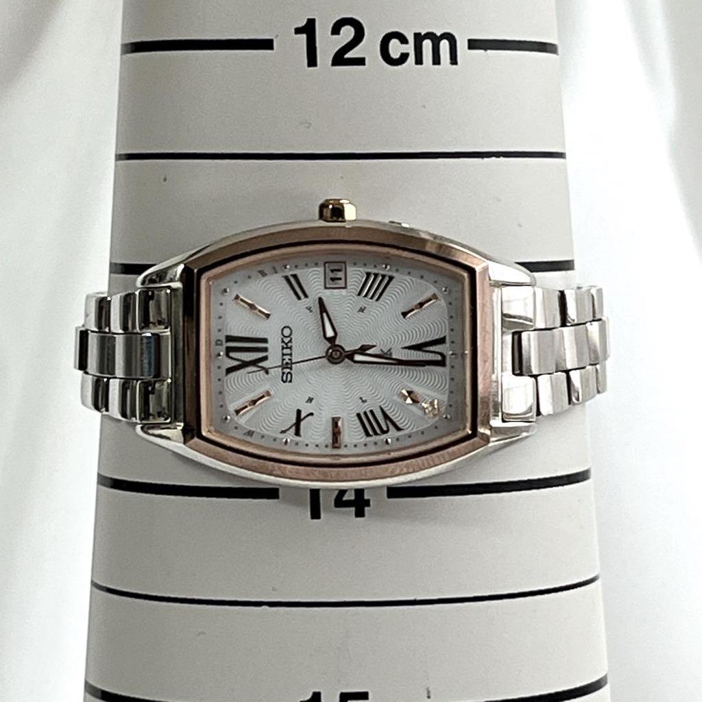 [USED] Seiko Lukia Radio-Controlled Solar Watch with Shell Dial, Tonneau Design, 1B32-0AA0