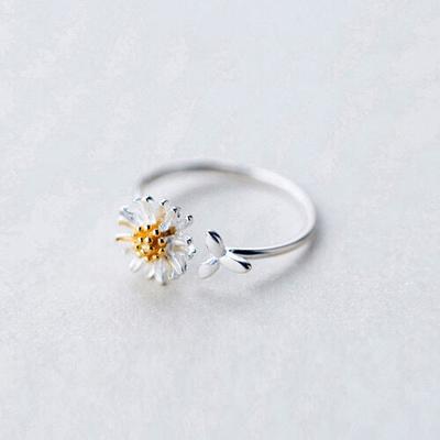 Silver 925 Daily Open Layered Ring Daisy Flower Ring R008