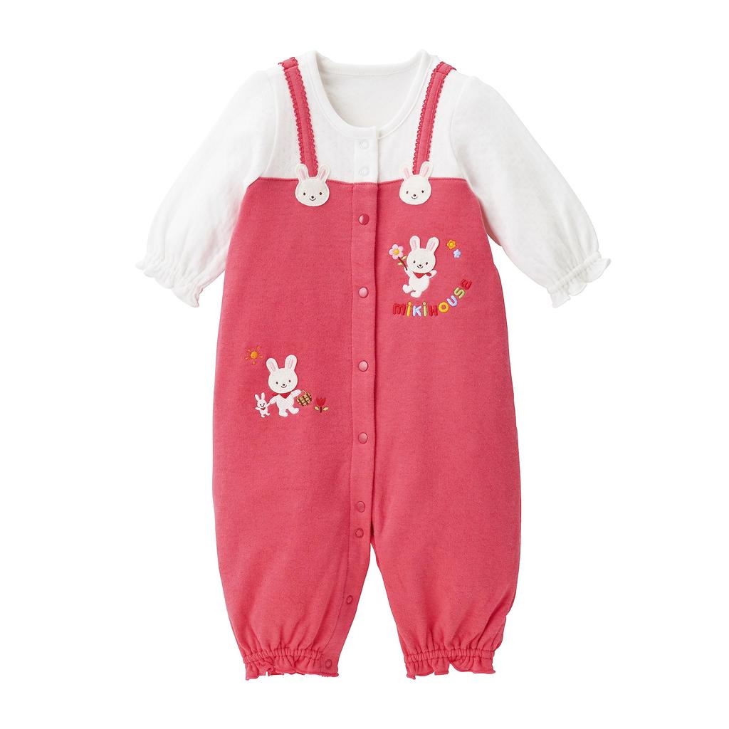 All Coverall Romper Rabbit Made In Japan Girls Newborn Baby Preparation Baby Clothes Baby Coral Pink [MIKI HOUSE] Two-way 43-2603-495 50-60cm