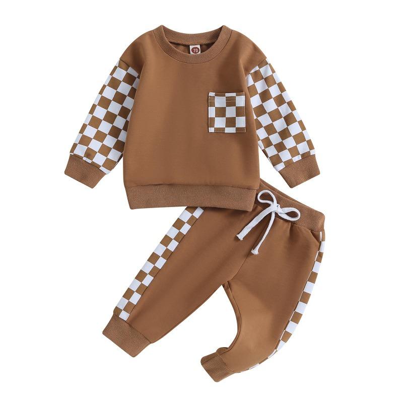 Baby Boy Clothes 6 9 12 18 24M 3T Outfits Pants Set Patchwork Hoodie Letter Printed Sweater Fall Winter Outfit