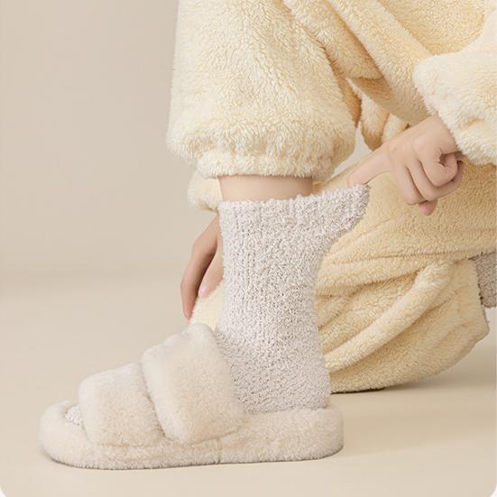 1 Pair Non-Slip Fuzzy Cozy Socks Super Soft Non-Fading Cold Protection Winter Warm Fluffy Sleep Socks for Women