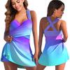 2Pcs/Set Tankini Set Two Piece Boy Shorts Dress Floral Print Beachwear