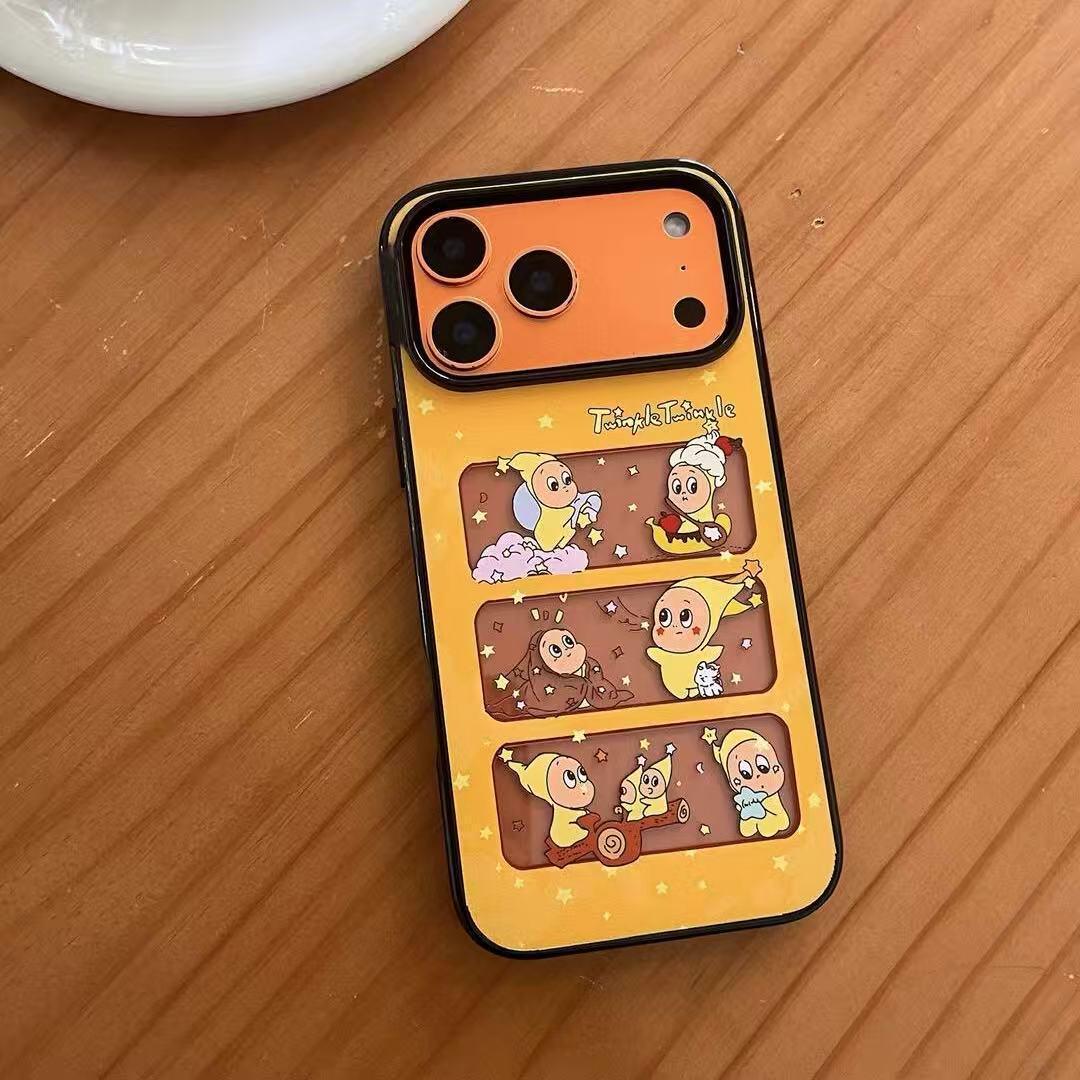 

Starry Black Frame Cartoon Phone Case for Apple 17 Pro Max, 16 Pro, 15, 14 with Large Camera Hole 14 Pro