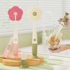 Cleaning Brush Soft Flower-shaped Sponge Head Long Handle Cup Brush Suction Base Bottles Water Cups Cleaning Scrubber