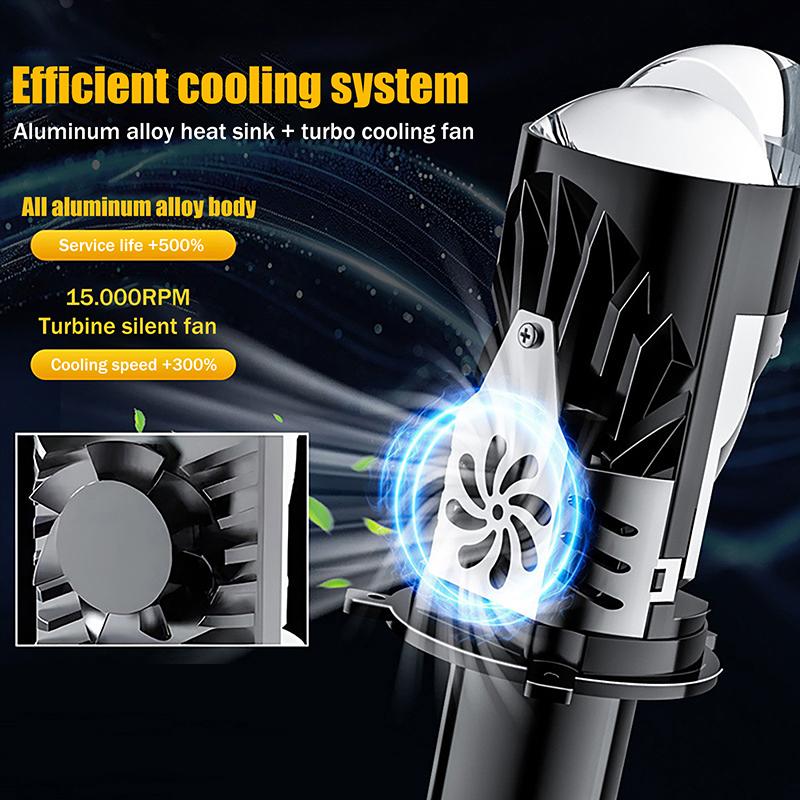 High Power H4 Led Projector Len Direct Insertion High Low Light Car Motorcycle Turbo Fan Lamp Super Bright Waterproof 1Pc