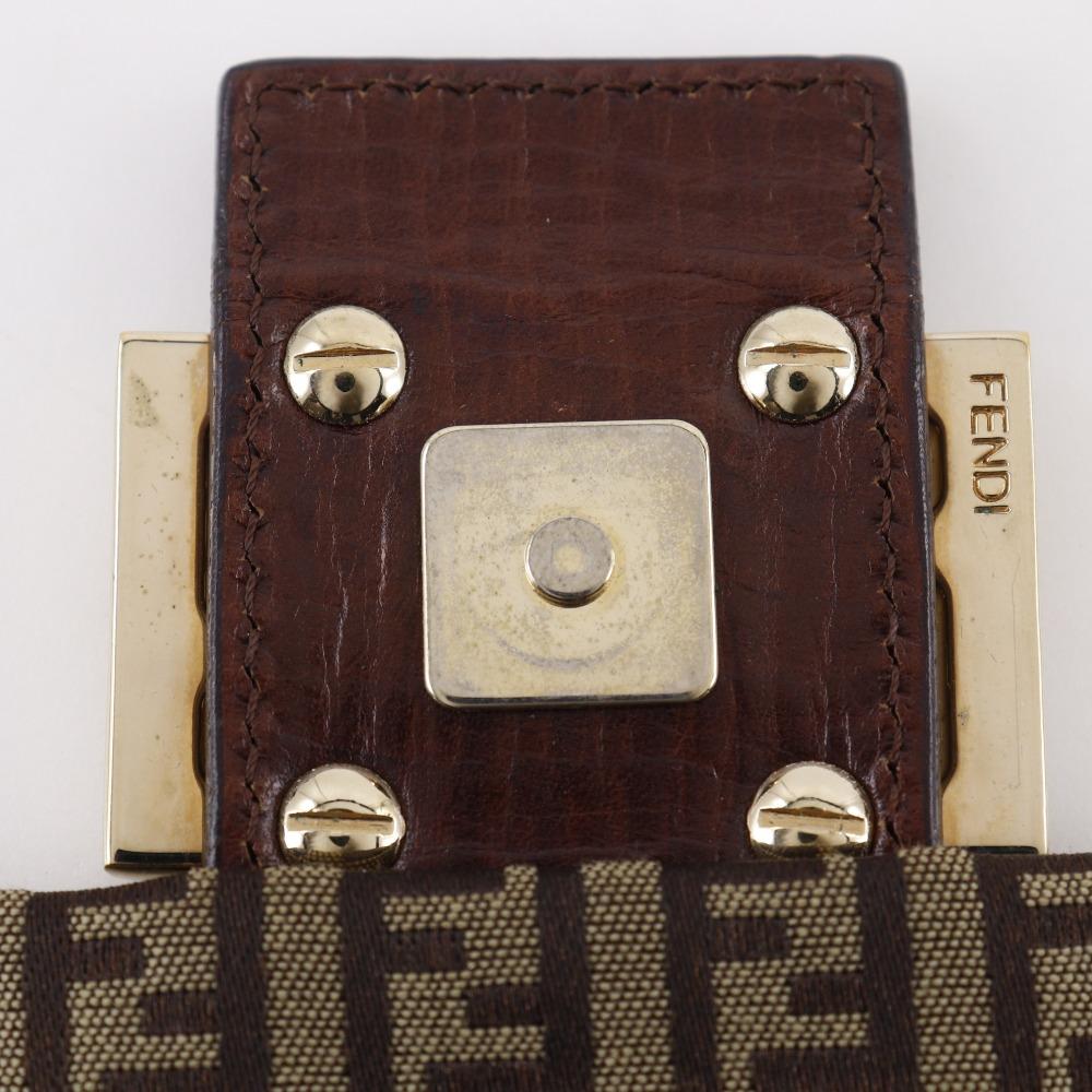 Fendi Zucchino Shoulder Bag Brown Nylon Canvas Women Used