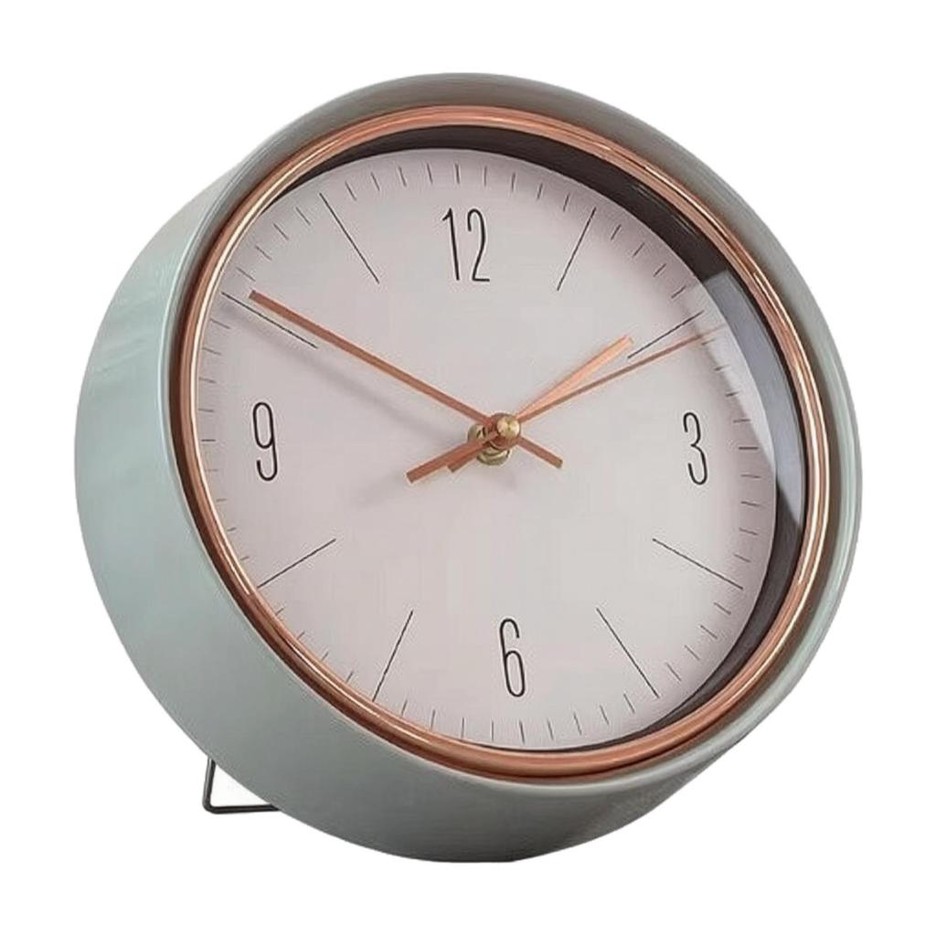 Round Analog Tabletop Clock Quiet 8Inch Desk EasytoRead Timepiece for Living Room,