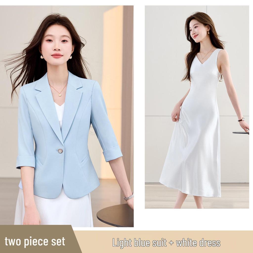Women's 2026 Spring Fashion Suit: Versatile Casual Jacket & Dress Set for Work