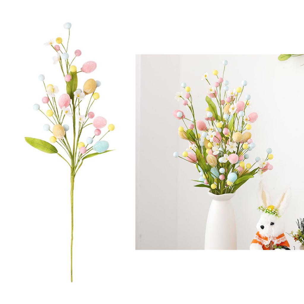 Artificial Easter Spray Vine with Pastel Easter Eggs and Berries Easter Egg Twig Branches Decorative Spring Floral Stems