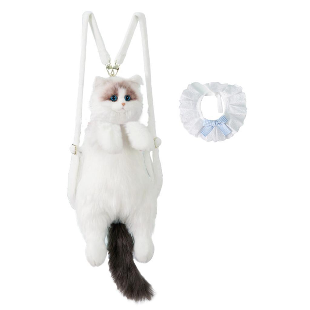 Simulated Cat Shaped Backpack,Kawaii Soft Plush Trendy Backpack Purse,Cute Cat Shoulder Bag For Woman Girls School Bag Gift