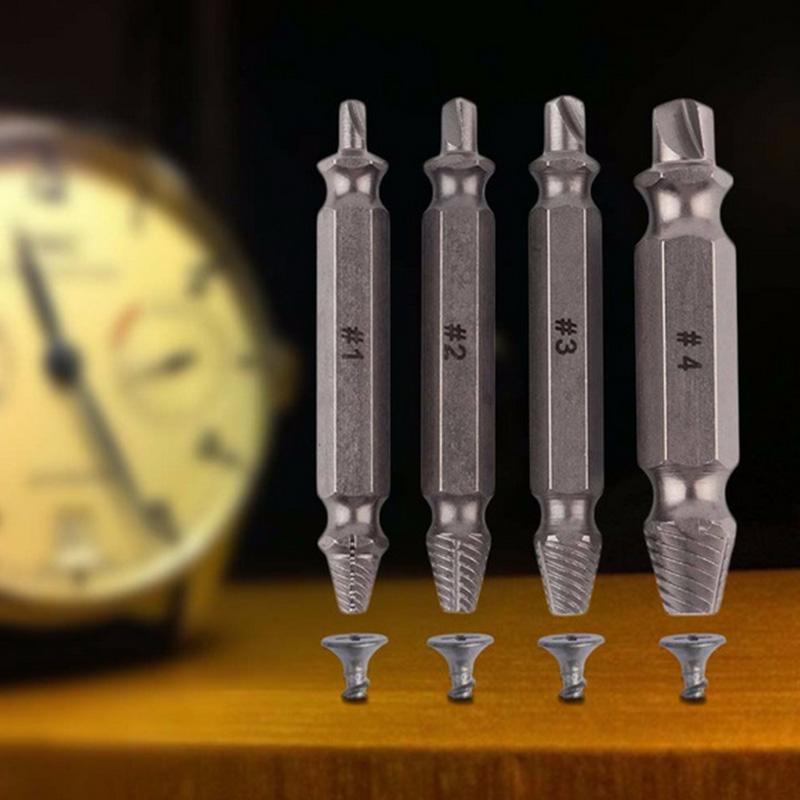 4PCS Double-Head Screw Remover Extractor Set Woodworking Machinery Maintenance Tool