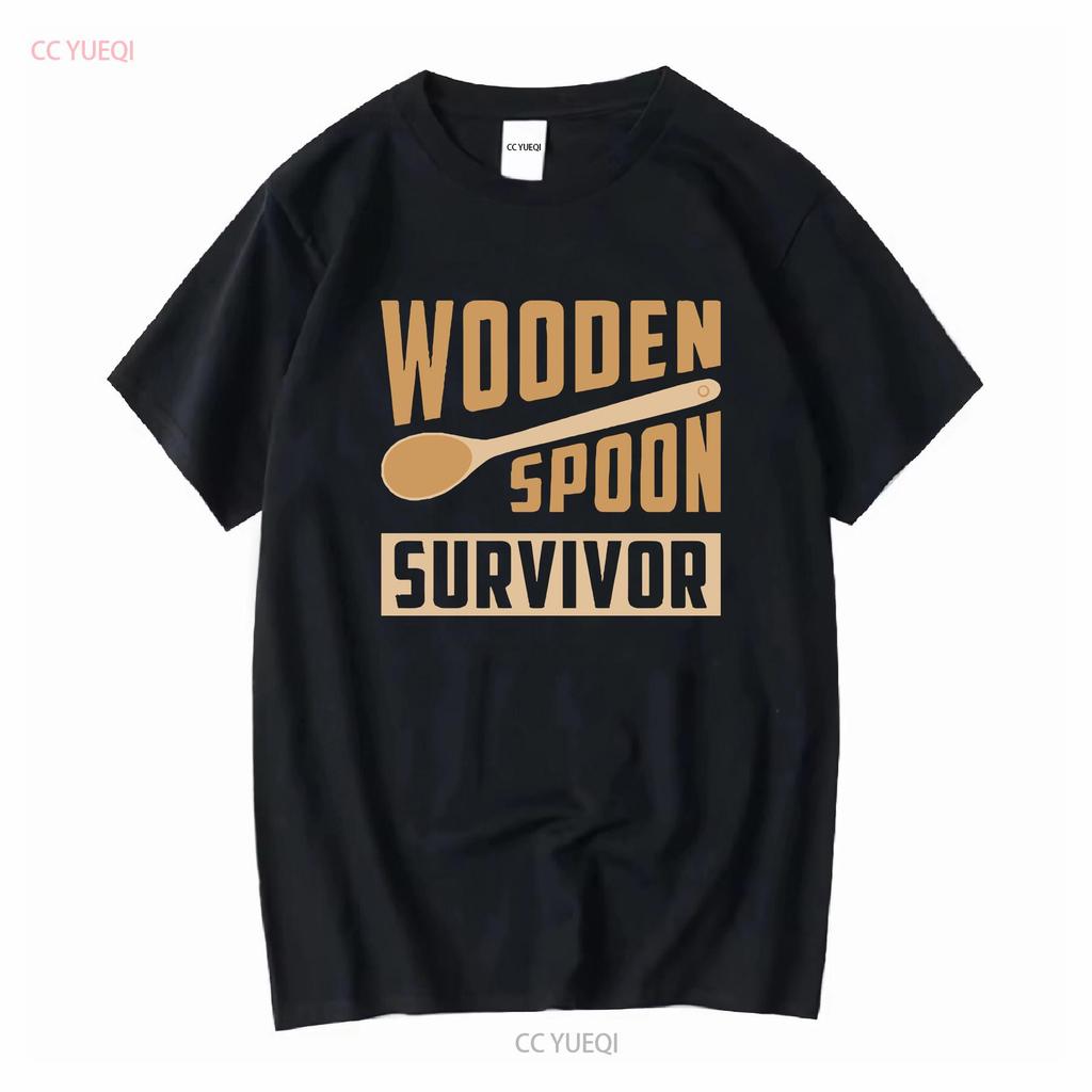 Wooden spoon survivor mens T Shirt unisex funny joke novelty slogan retro fashion comedy design top classic cool meme vintage