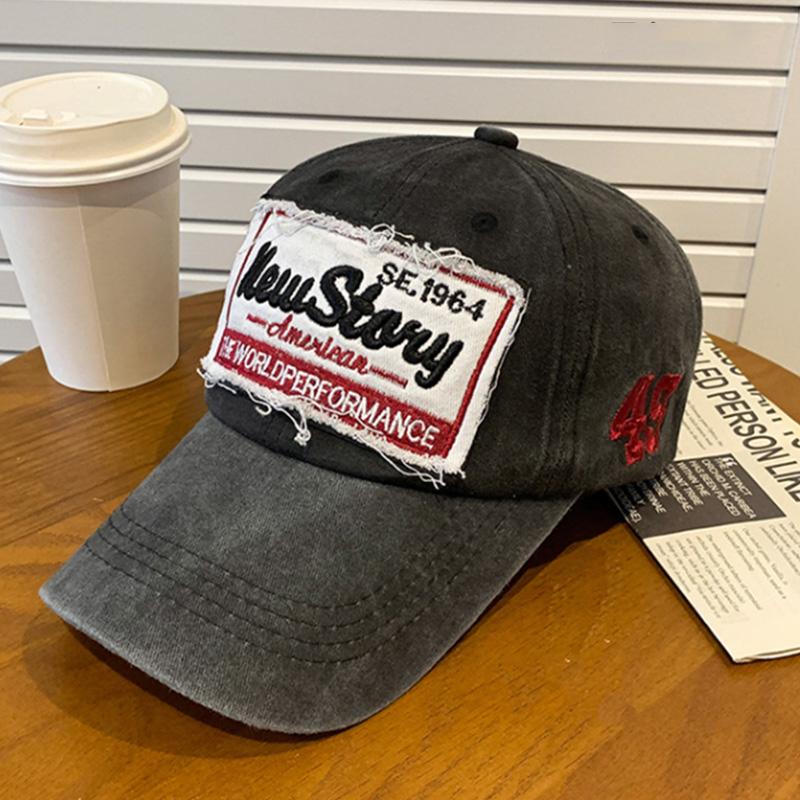 

Washed Cotton Letter Embroidery Baseball Cap For Men Women Outdoor Sports Long Brim Sunshade Hat Hip Hop Dad Trucker Peaked Hats 54-60cm чорний