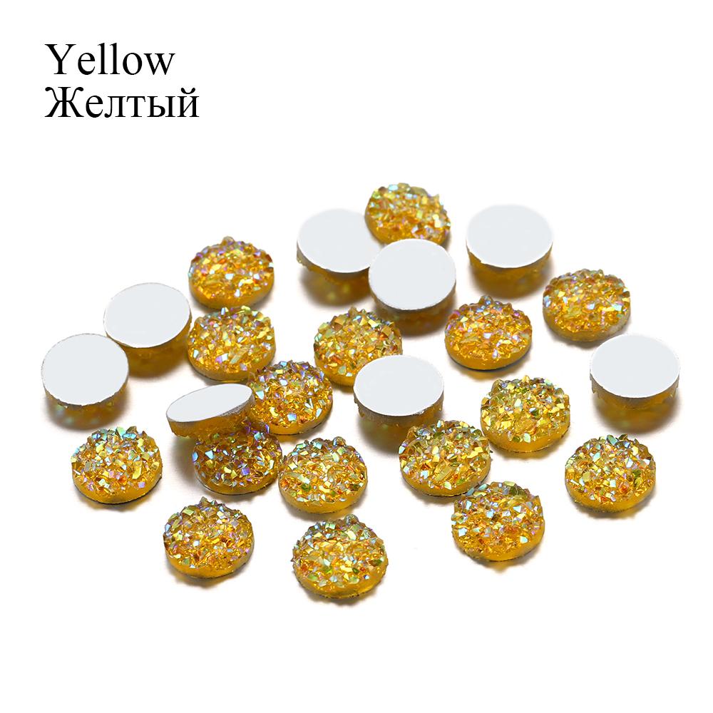 50Pcs/Lot 8mm Mix Colors Natural Ore Style Cabochons Convex Flat Back Resin Half Round Cabochons For DIY Jewelry Making Supplies