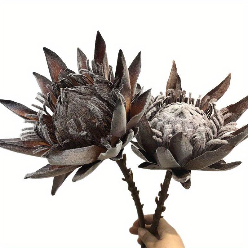 1Pc Simulation Single Dried King Protea Flower, for Wedding Home Decoration Holiday Decoration Valentine's Day Gift Birthday Gift