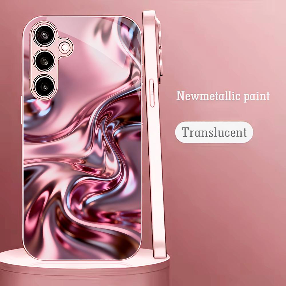 Metallisch pinke Textur Madam pink Glas Handyhülle für Samsung Galaxy S26 S25 S24 S23 S22 S21 FE Ultra Plus Stoßfest Weiblich