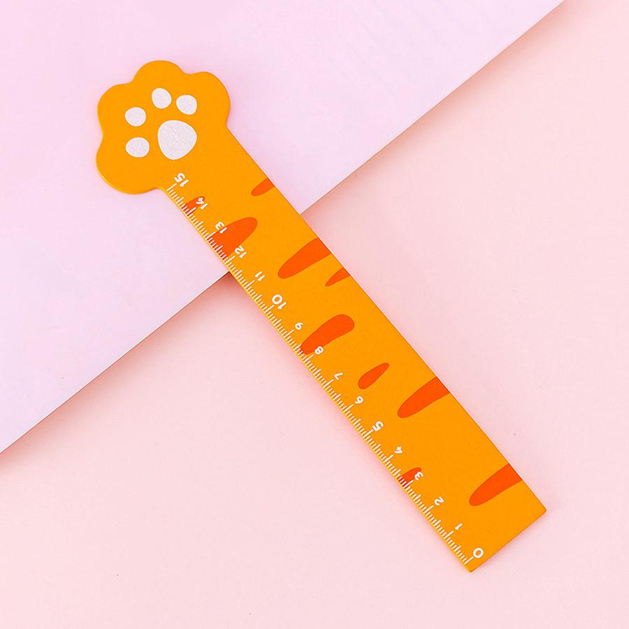 19cm Cute Cat Paw Wooden Straight Rulers, Kawaii School Office Supplies Planner Accessories Student Prize