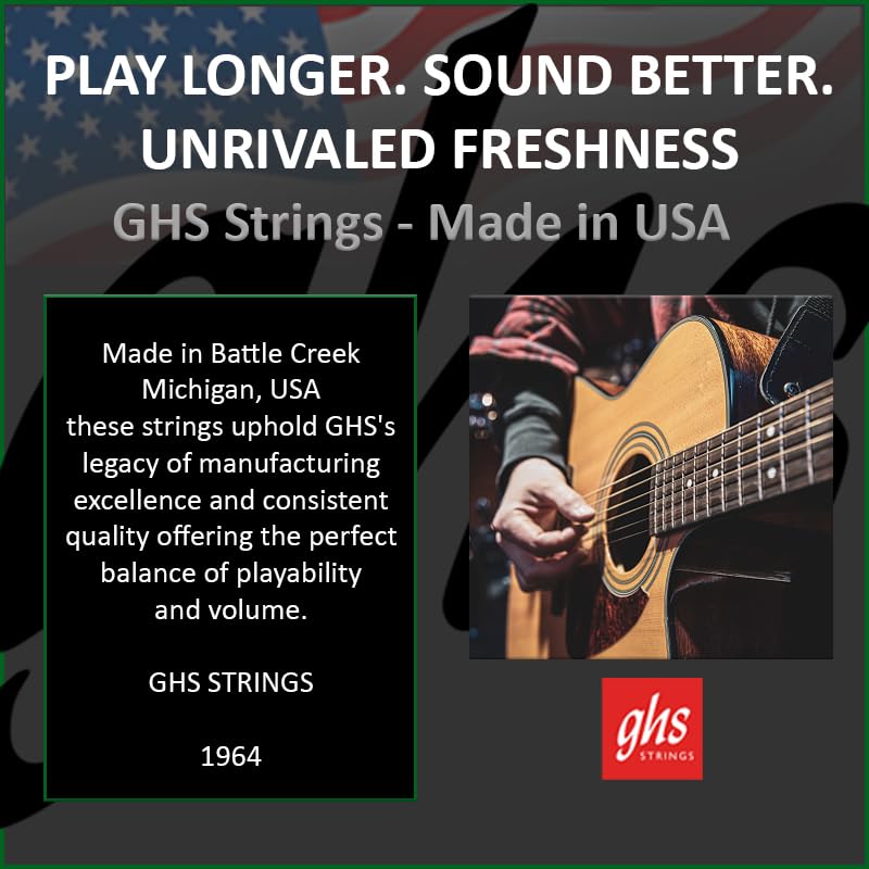 ghs Acoustic Guitar Bright BB40M Strings, Bronze, Medium, 13-56,