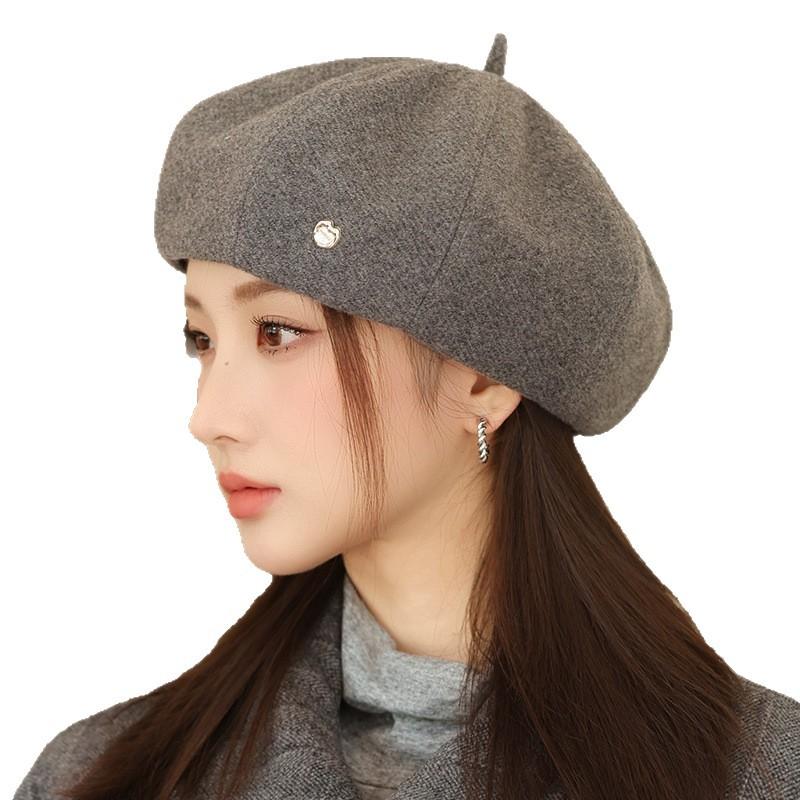 Autumn and Winter Retro Love Beret Korean Versatile Hat for Women's Windproof and Warm Octagonal Hat Showing Face Little Painter Hat