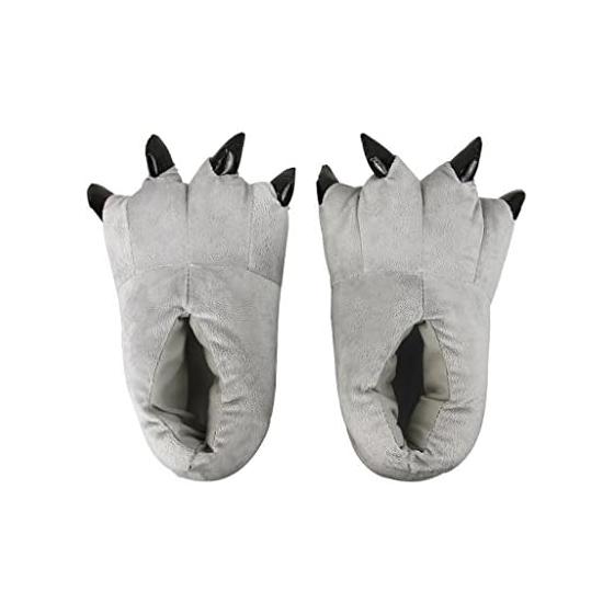 [Moonlove] Dinosaur Slippers with Claws, Men's, Women's, Funny Room Shoes, Halloween Cosplay, Heels, Cotton Filled, Thick, Warm, Indoor Shoes,