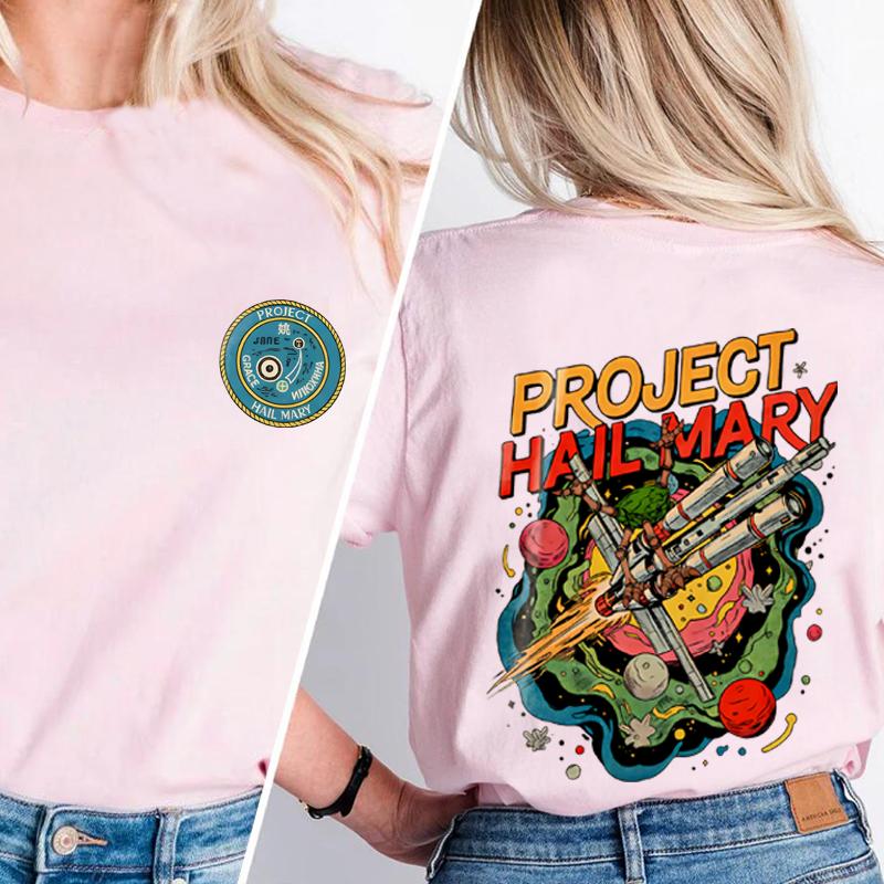 

2026 Project Hail Mary Book Two Sided Tshirt Unisex and Women New Summer 100 Cotton Clothing Casual Fashion Rou Unisex Tops 4XL