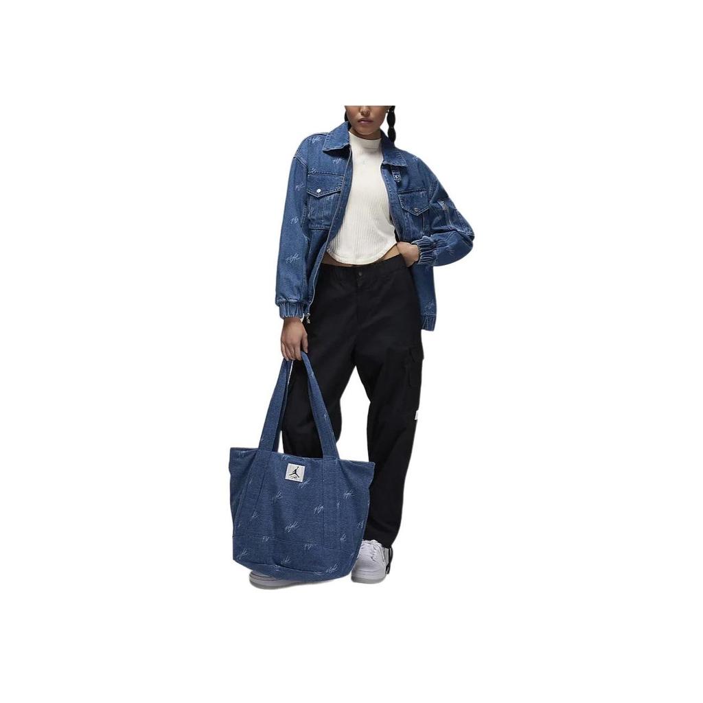 Jordan SS24 Flight Series Renegade Full Print Turn-down Collar Casual Zip Denim Jacket Women Jacket Stone-Blue FN5354-453