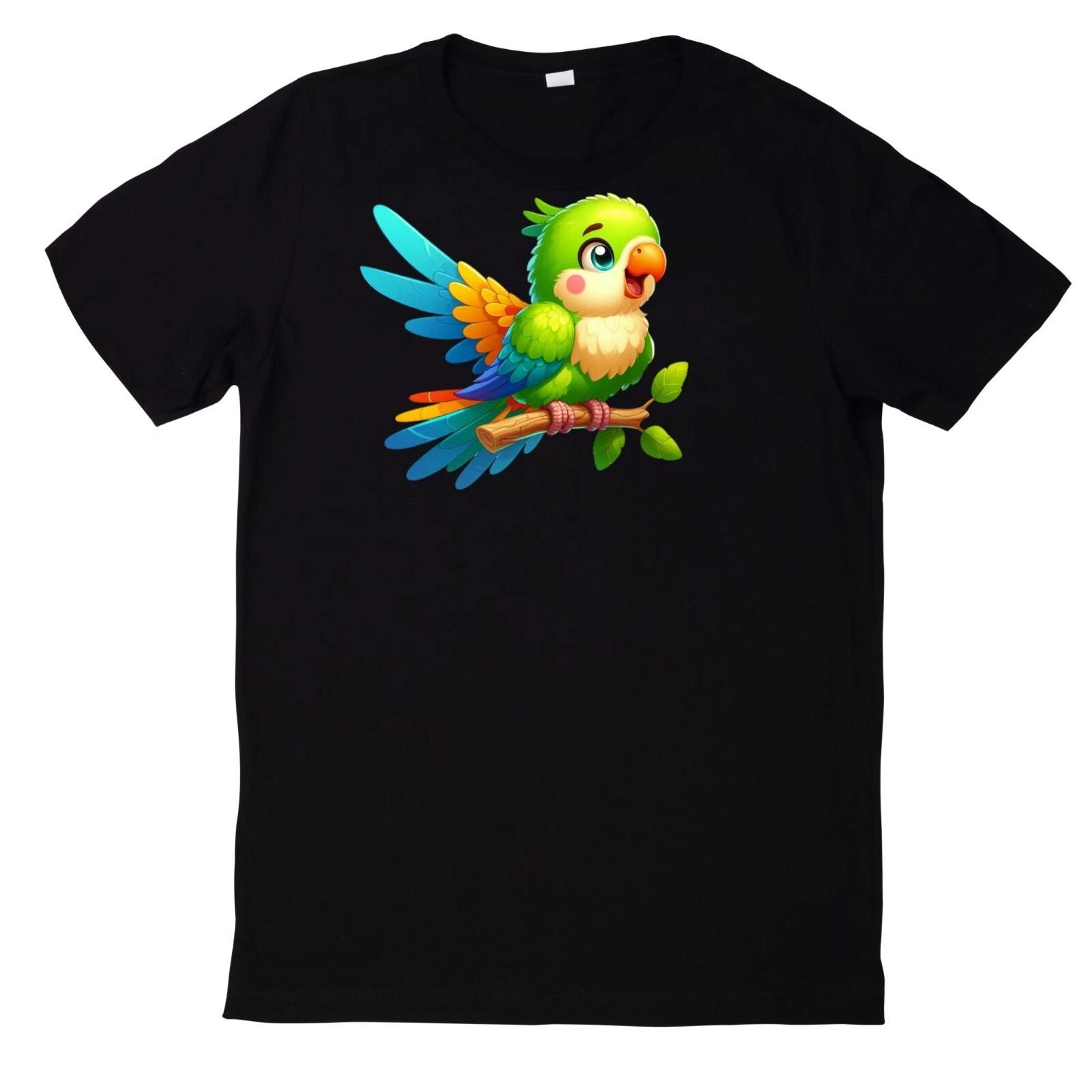 T-Shirt Niedlicher und lustiger grüner Papagei Motiv Baumwolle M