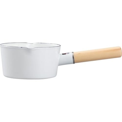 Nitori (NITORI) MOREISH Enamel Milk Pan, White, 15cm, IH/Gas Stovetop, 8942115