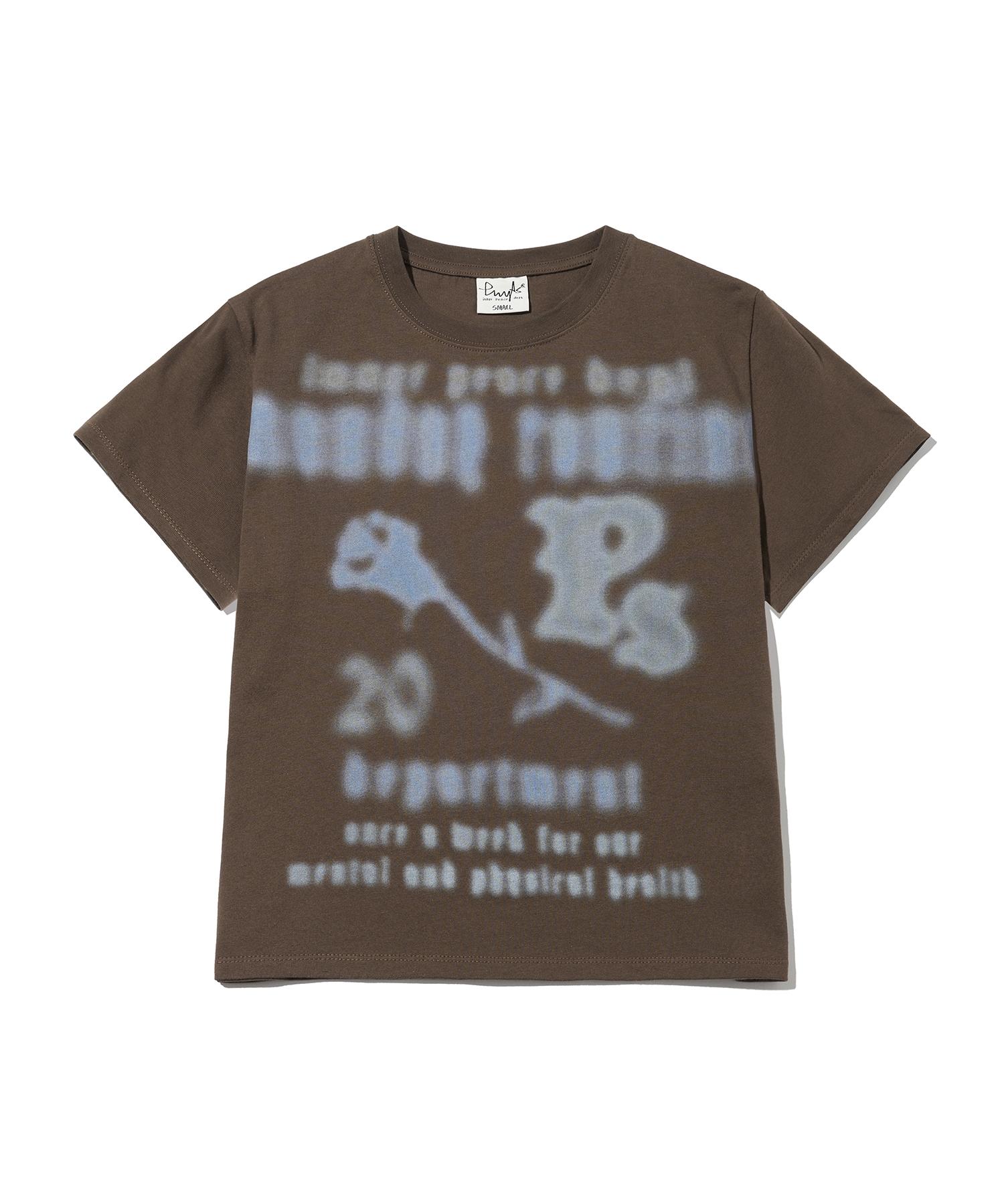Physical Department Women S Blur Typography Short Sleeve T-Shirt_Dark Brown Dark Brown/S