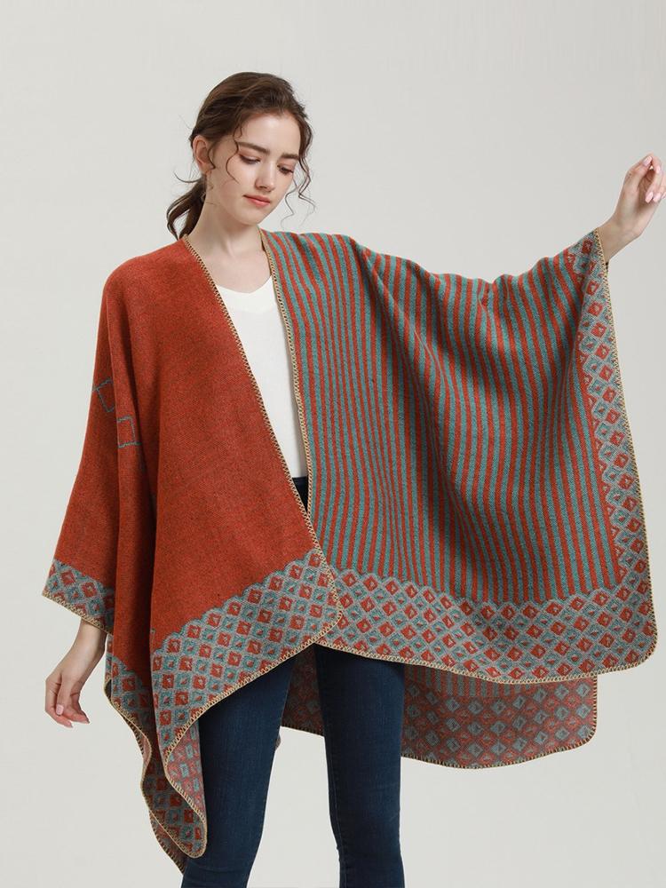 Design Imitation Cashmere Women Scarf Winter Poncho Blanket Thick Wrap Shawls Capa Para Mujer Pashmina Chales Echarpe Hiver Luxe
