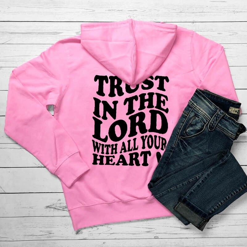 Důvěřuj Pánu celým srdcem Dámské mikiny s kapucí Jesus Tumblr Kapesní mikina s kapucí Módní Ležérní Svetr