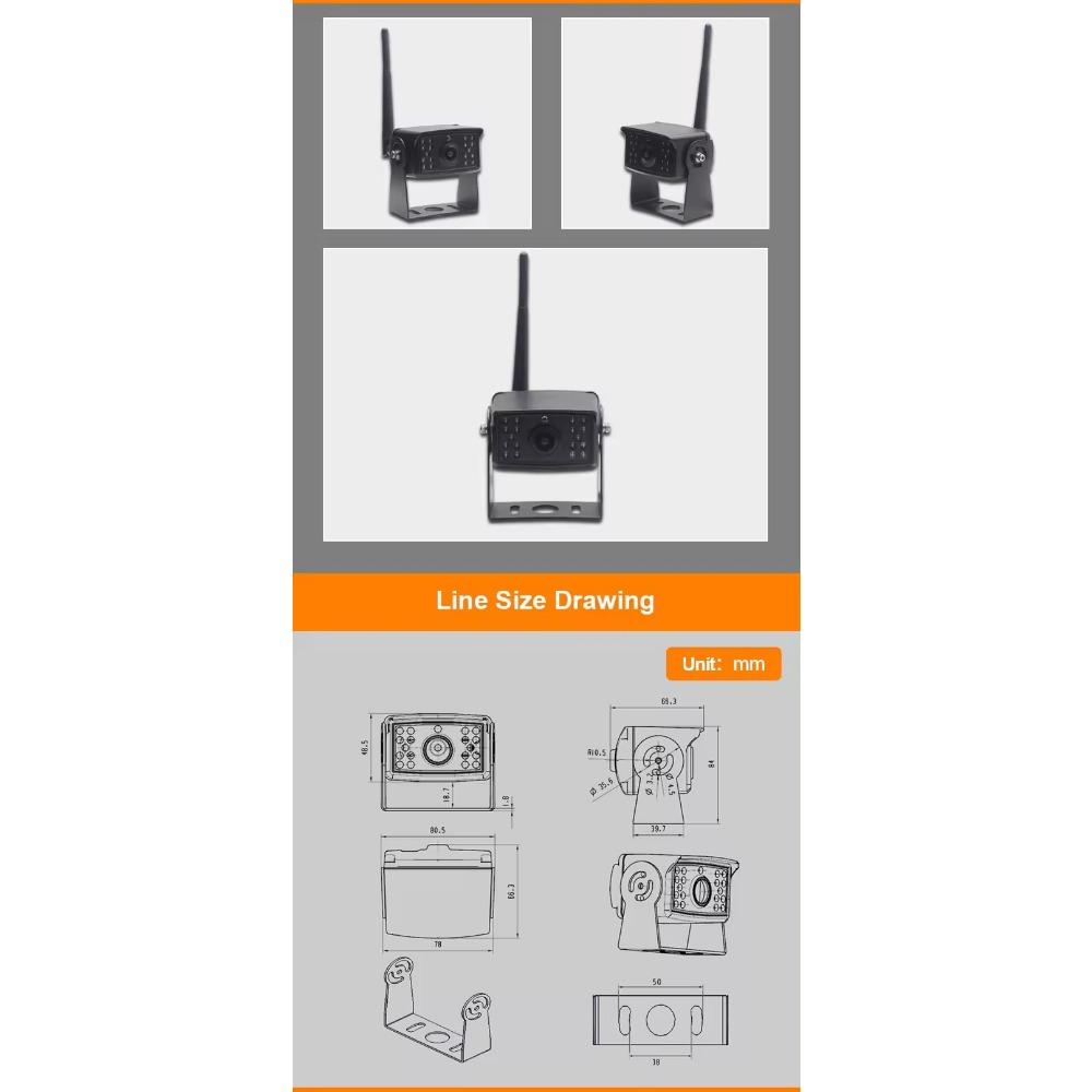 Wireless Car Truck Front Parking 24 Volt Reverse Backup Waterproof View Camera Trailer with Guidelines Monitor Ip68 Camera