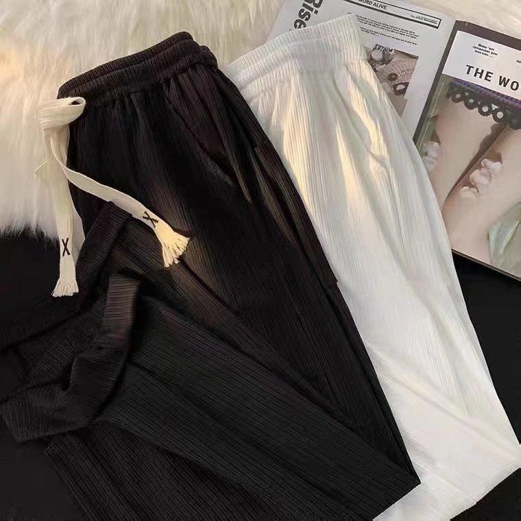 Ice Silk Men's Loose Wide-Leg Lantern Pants for Summer