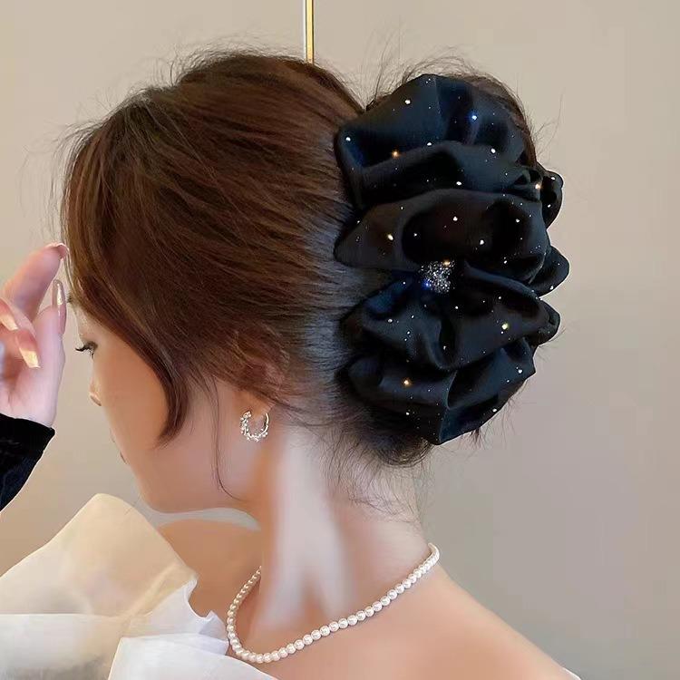 Luxury Starry Sky Rhinestone Bow Hair Clip - Volumizing Shark Clip Accessory