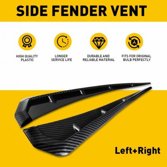 

2pcs Fiber Carbon Car Side Vent Fender Wing Air Trim Cover Exterior Accessories