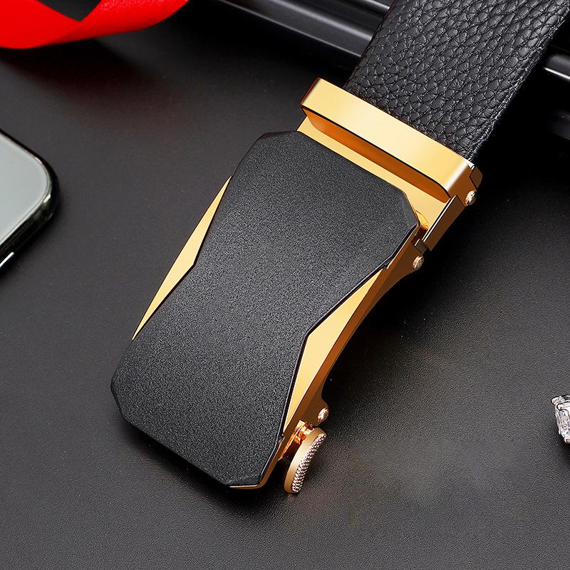 Herren Premium Echt Rindsleder Gürtel mit Legierung Automatikschließe