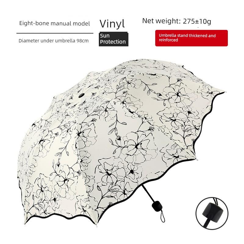 Directly Supplied to Street Vendors, Foldable Sun Umbrella, Women's Sun Protection Black-Coated Parasol, 70% off Creative Umbrellas