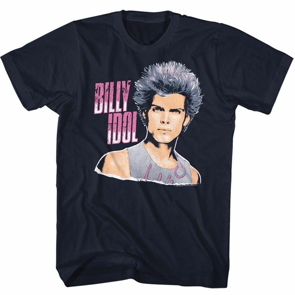 Billy Idol Idol Soft Clouds Navy Adult T-Shirt S
