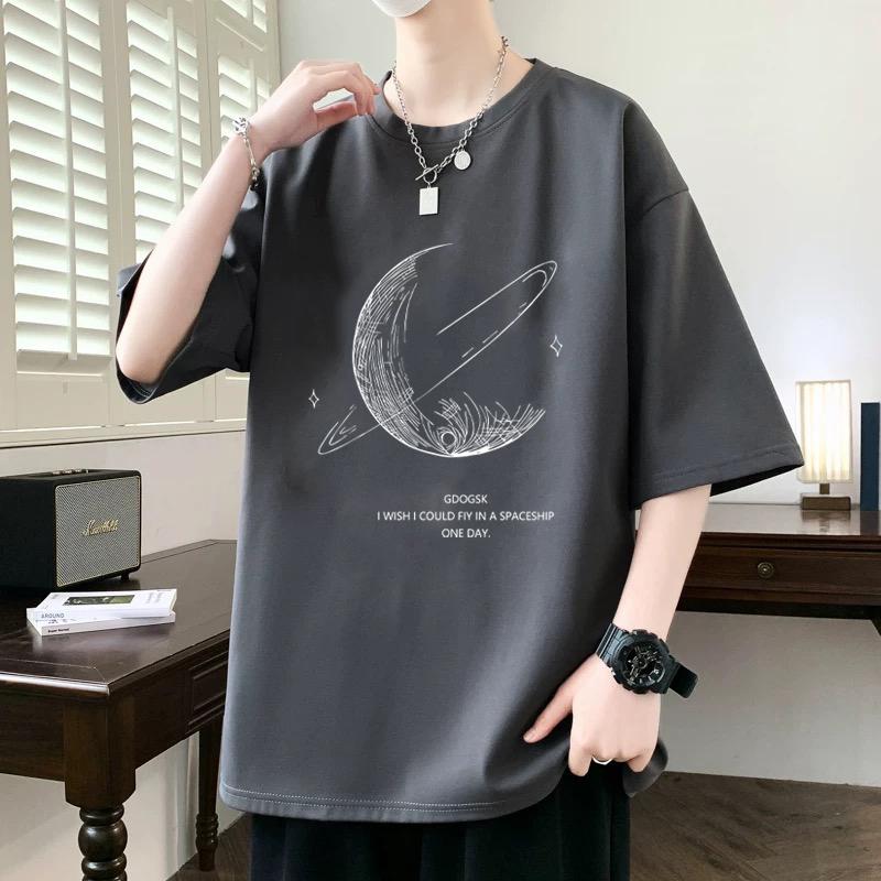 

Летняя мужская футболка из 100% чистого хлопка с принтом букв, круглым вырезом, коротким рукавом, свободного кроя, мягкая, дышащая, высокого качества 4XL