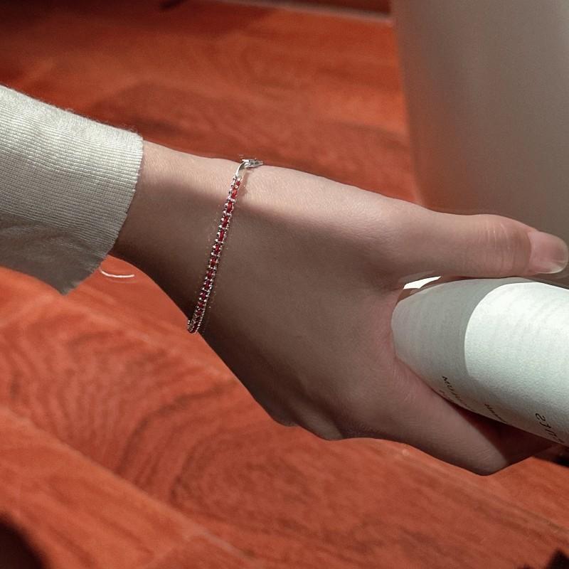 Handmade New Arrival Braided 925 Sterling Silver Red Cord Beads Bracelets for Women Fine Jewelry