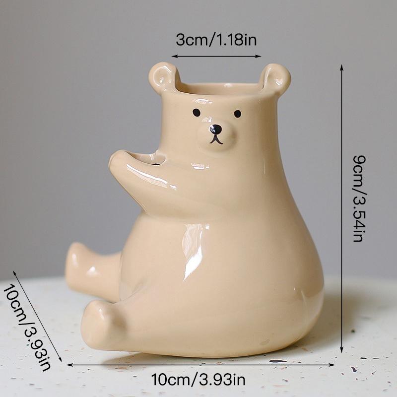 

Милая керамическая ваза в виде медведя, гидропонная ваза, настольное украшение, домашний декор, украшение для сада коричневый