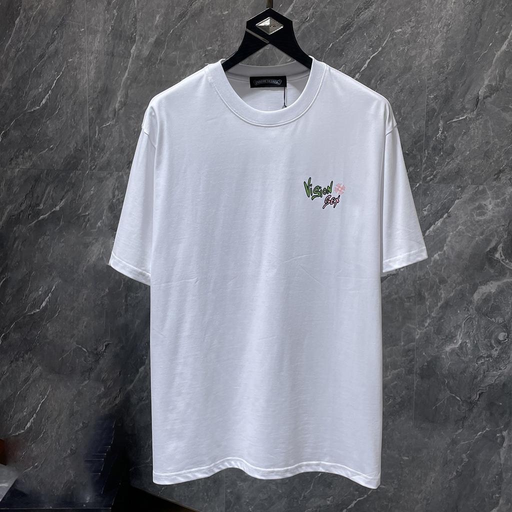 8958 CHROME HEARTS 2025 Summer New High Quality Cotton Round Neck Loose Large Size Men's and Women's T-shirt Couple T-shirt