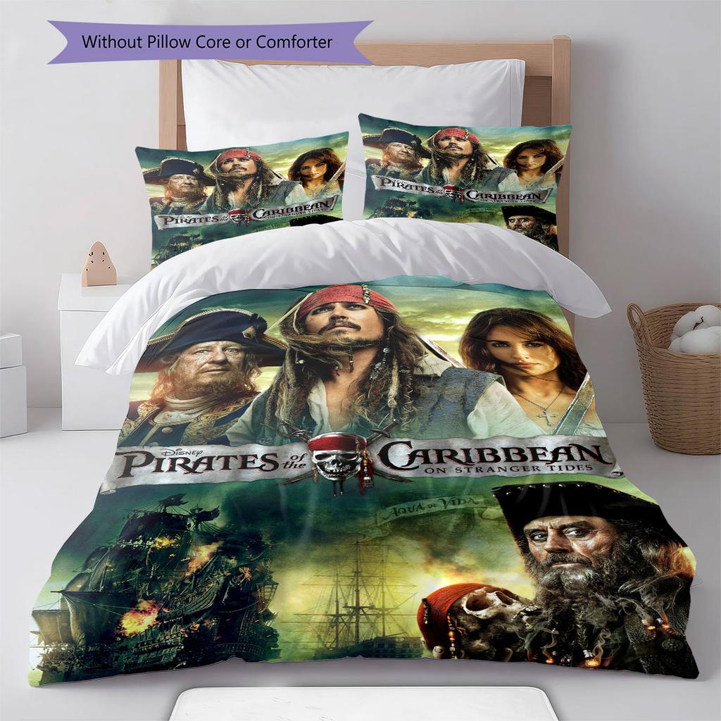 POTC Pattern Bedding Home Decoration Birthday Gift ( 1 Duvet Cover + 2 Pillowcase, Without Core),fan Merchandise.
