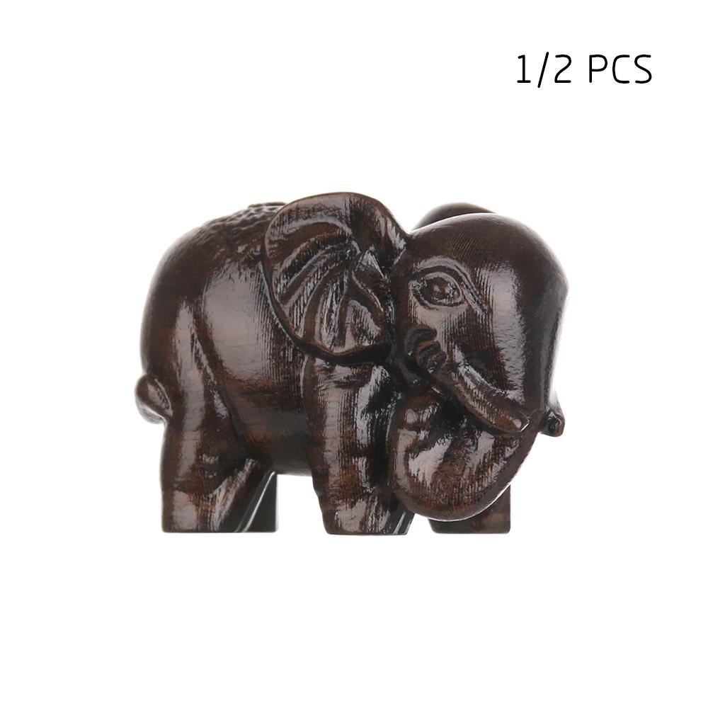 Pz Decorazioni per la Casa Scolpite Paesaggio Micro Statuette Animali Artigianato in Miniatura Statua Elefante Legno Naturale